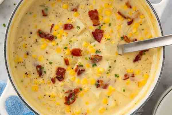 Суп из картофеля с кукурузой и беконом